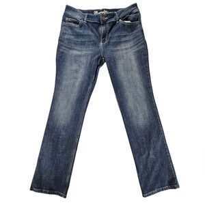 Wrangler Straight Leg Blue Jeans with Vintage Wash Size 15/16 × 32
